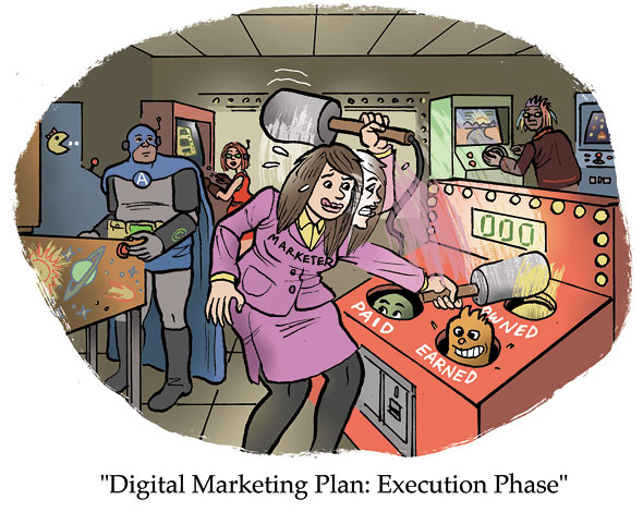 Digital Marketing Whack-a-mole Concept