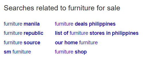 Check for related searches for ecommerce SEO keywords