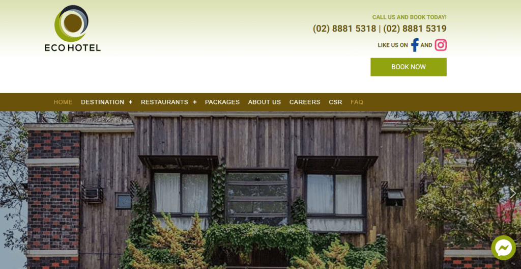 Eco hotel good website design sample