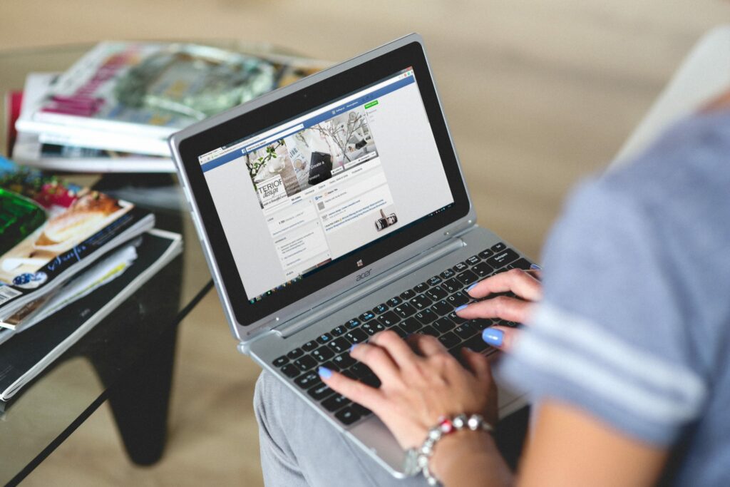 person using laptop