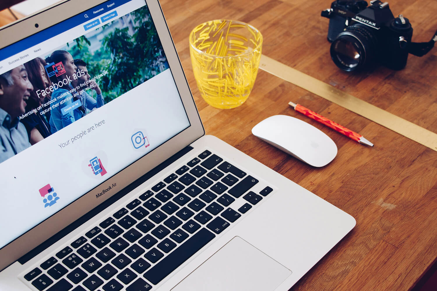 A screen displaying the Facebook ads page
