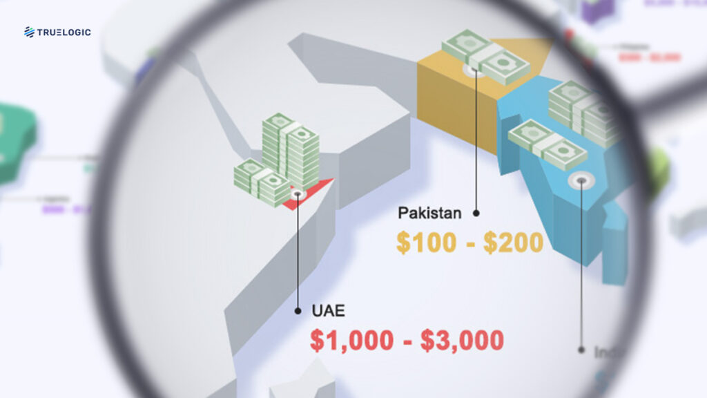 SEO costing in Middle East and Central Asia map visualization