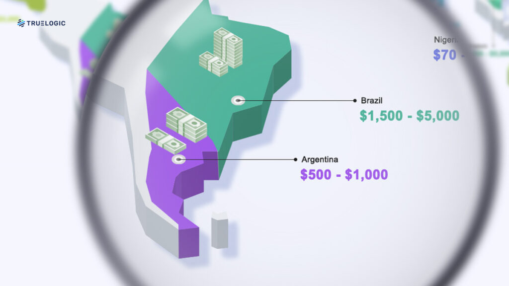 SEO costing in South America map visualization