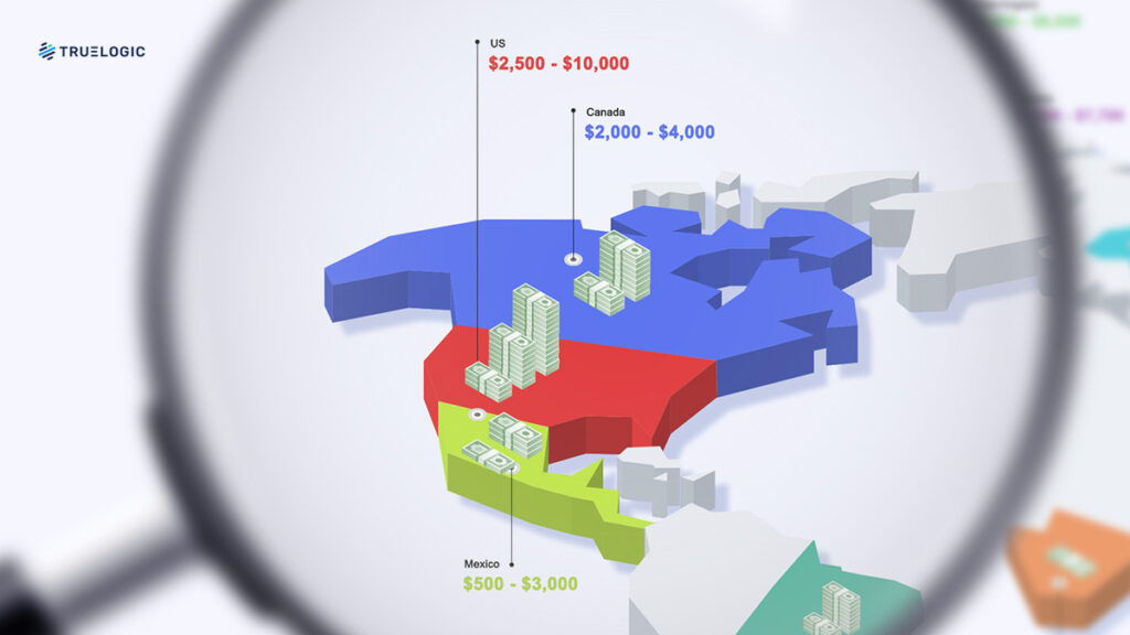 SEO costing in North America map visualization