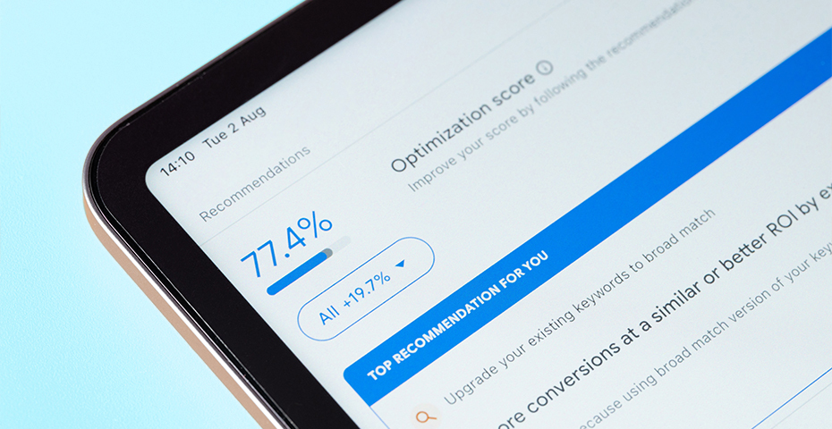 data from google analytics displayed on a screen