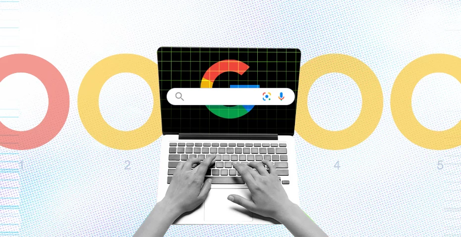 a person using a laptop with google displayed on the screen