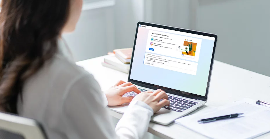 a digital marketing professional using her laptop