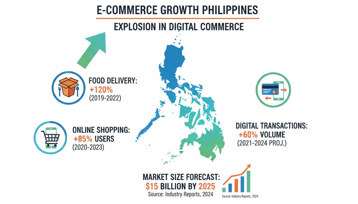 Infographic illustrating eCommerce growth in the Philippines.