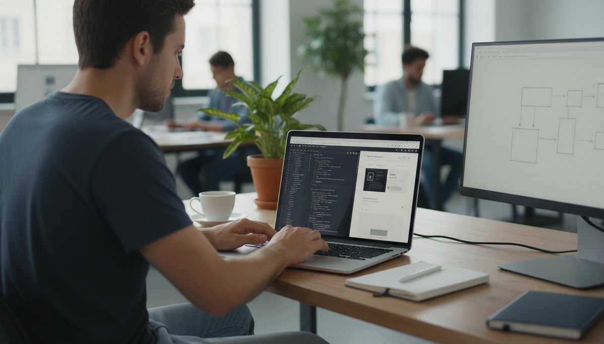 Web developer reviewing staging links for website migration