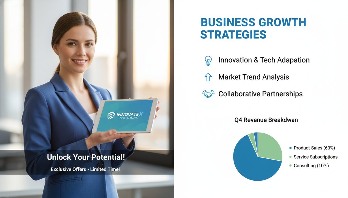 Split-screen showing promotional and informative social media posts.