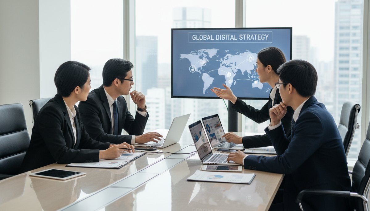 Professionals collaborating on digital strategies for the Philippine economy.