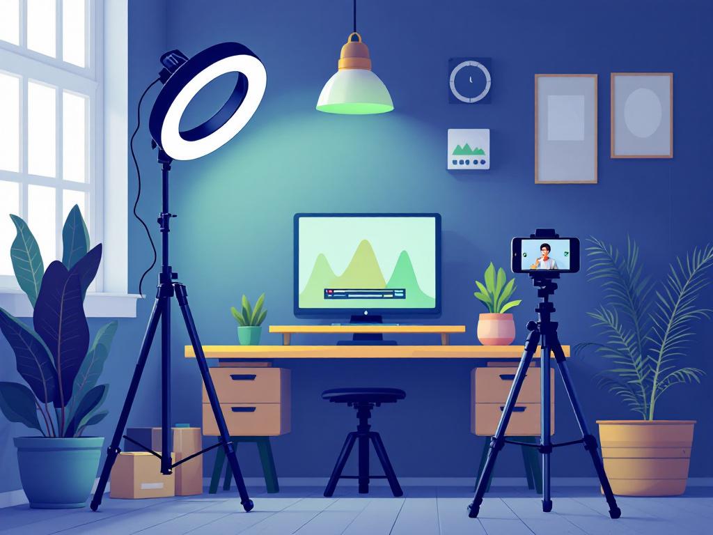 Content creator workspace setup for short-form video production