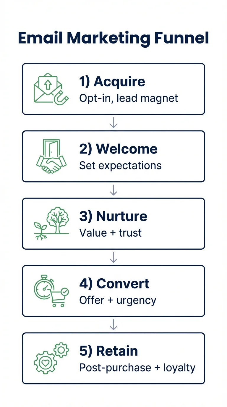 Email marketing funnel infographic
