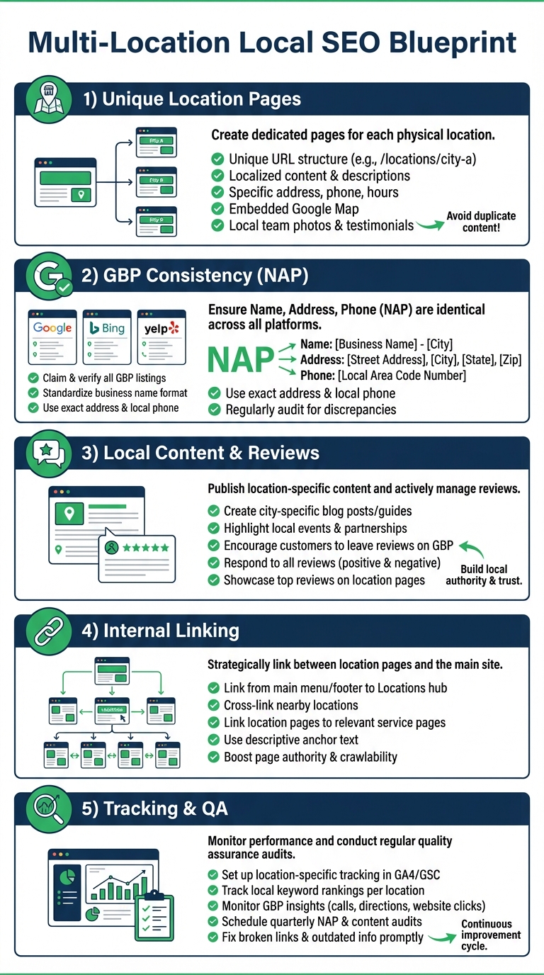 Multi-location local SEO blueprint infographic