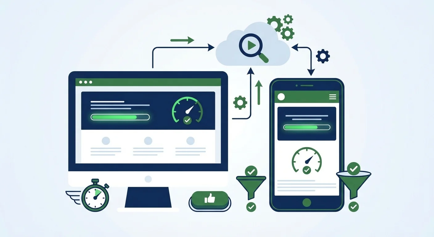 Landing page optimization for Google Ads showing page speed and mobile experience