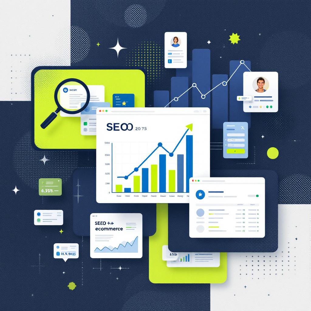 SEO and ecommerce analytics growth concept