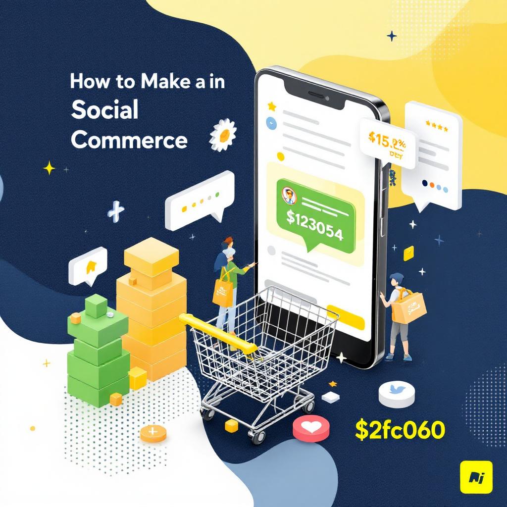 Social commerce and mobile shopping concept