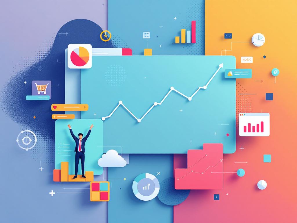 GA4 ecommerce analytics collage style image