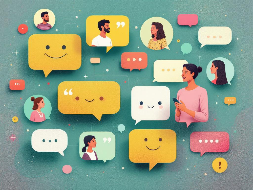Online community interaction with connected chat bubbles