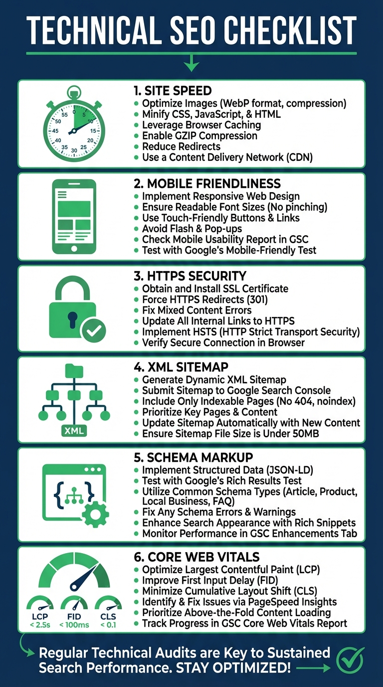 Technical SEO checklist infographic