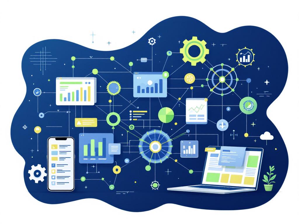 Website optimization concept showing interconnected elements