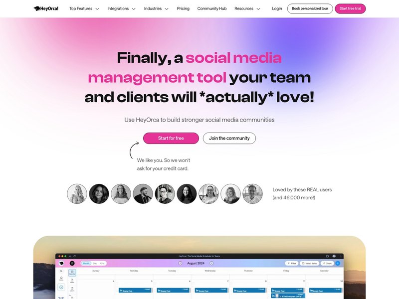 HeyOrca Social Media Calendar Tool