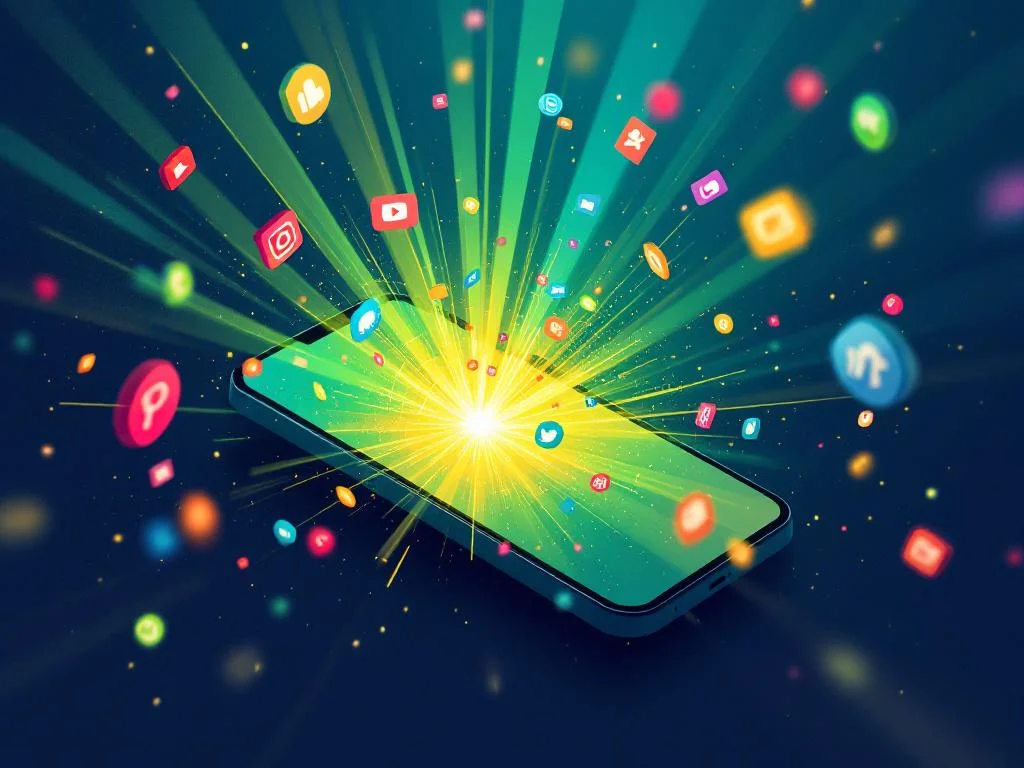 Viral marketing concept showing content spreading across social media platforms