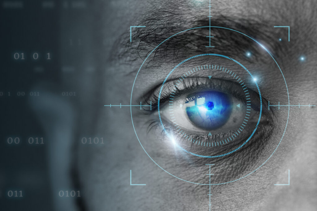 Man's eye in focus