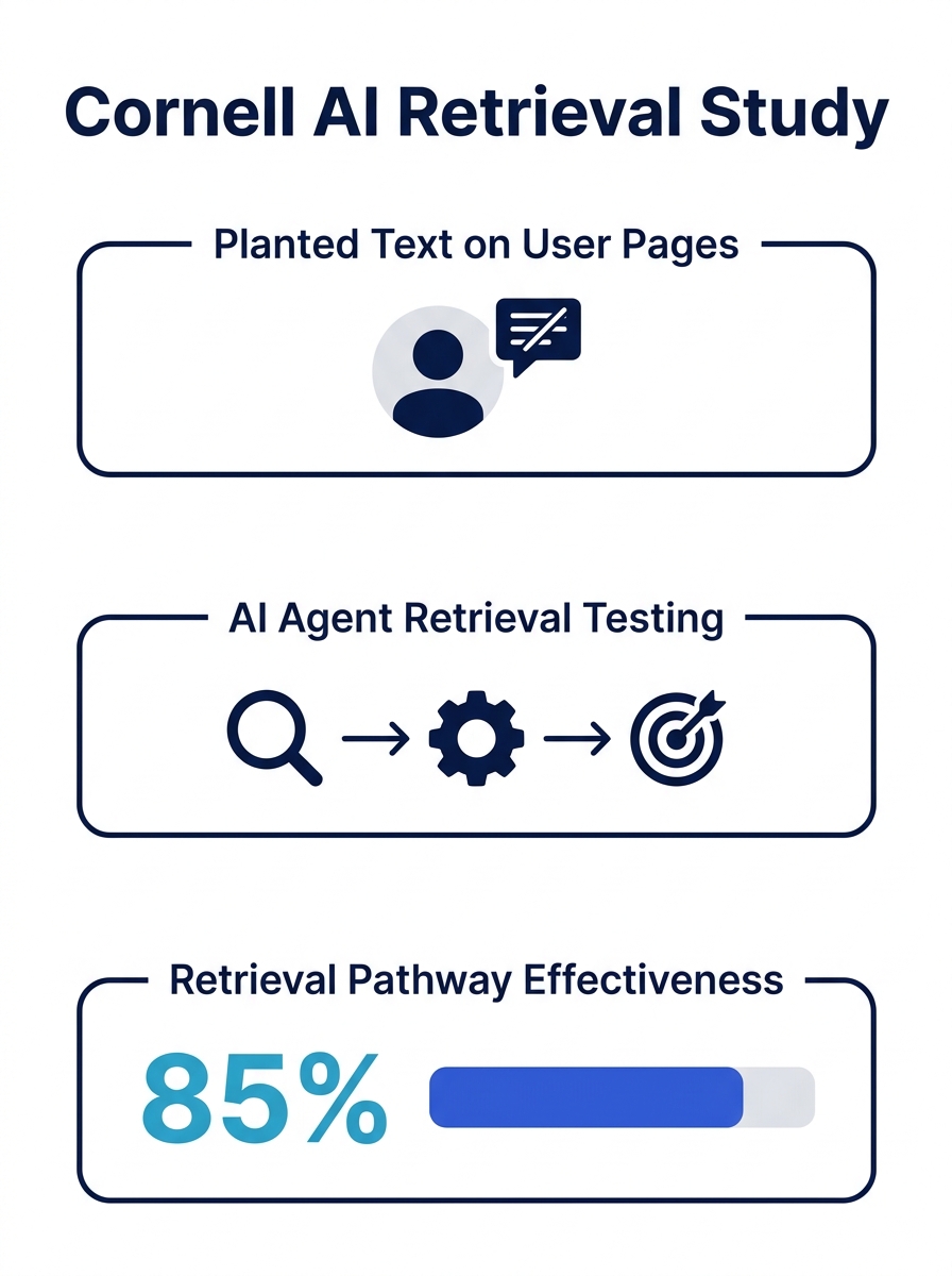 Cornell researchers testing AI research agent retrieval pathways with planted text on user-generated community pages