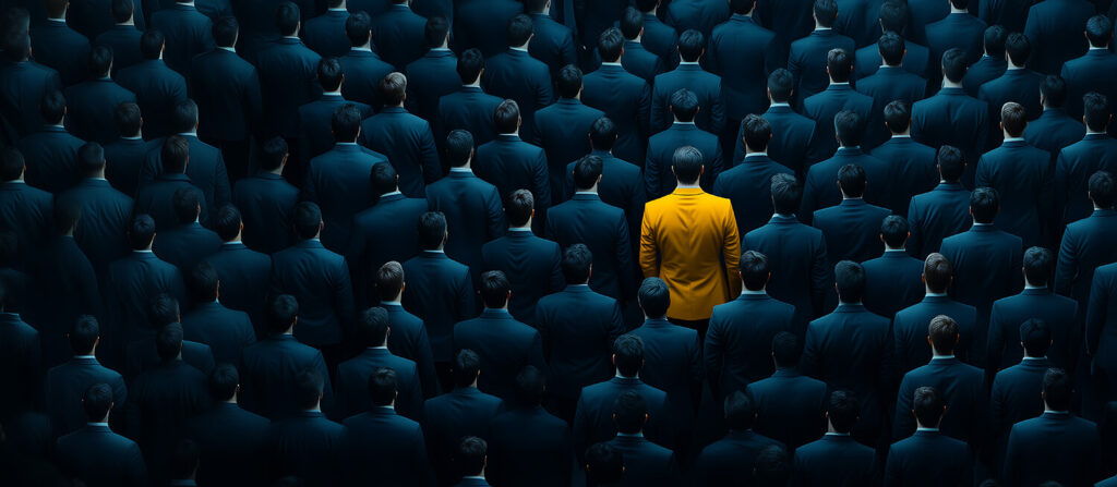 One man standing out from others