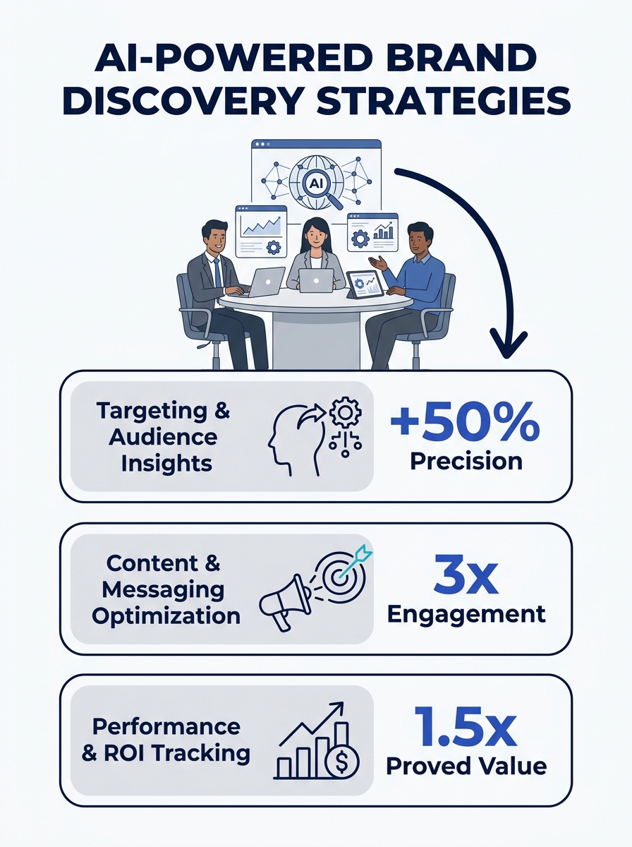 Marketing executives discussing AI-powered brand discovery strategies at panel discussion